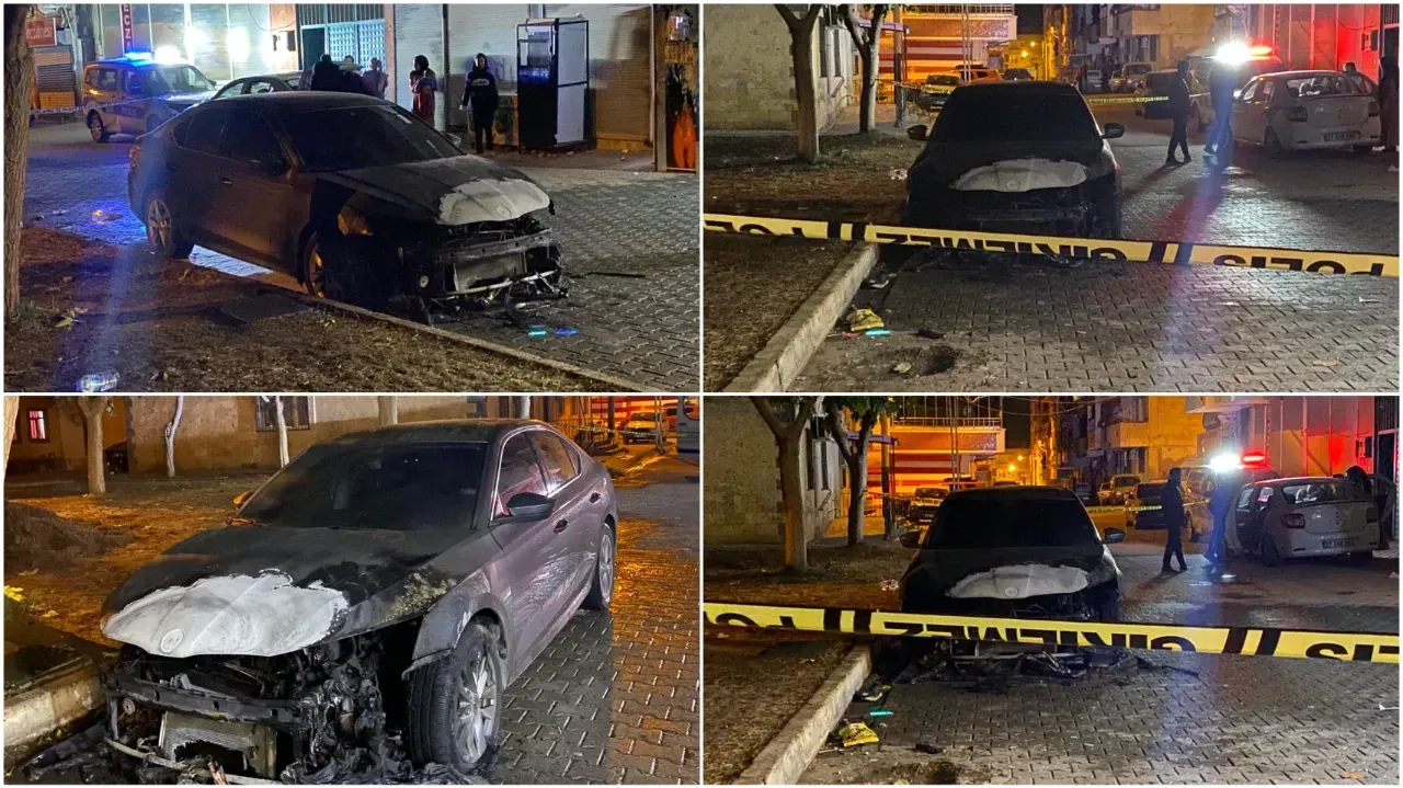 Şanlıurfa'nın Eyyübiye ilçesinde Otomobil Kundaklandı