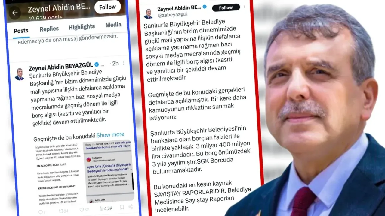 Zeynel Abidin Beyazgül,'den Büyükşehir Belediyesi Borçlarına İlişkin Yeni Açıklama