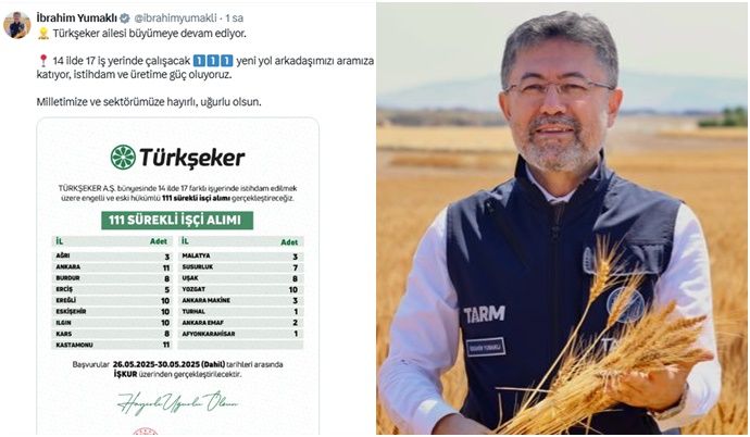 Bakan Yumaklı müjdeyi verdi: 14 İlde 111 İşçi Alınacak