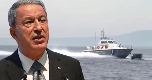 Yunanistan, Türk teknesine saldırdı! Bakan Akar'dan çok sert mesaj: Sabrımıza rağmen tacizlerin izahı mümkün değil